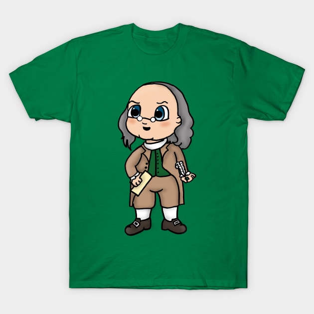 Chibi Benjamin Franklin - Large Design T-Shirt by Aeriskate